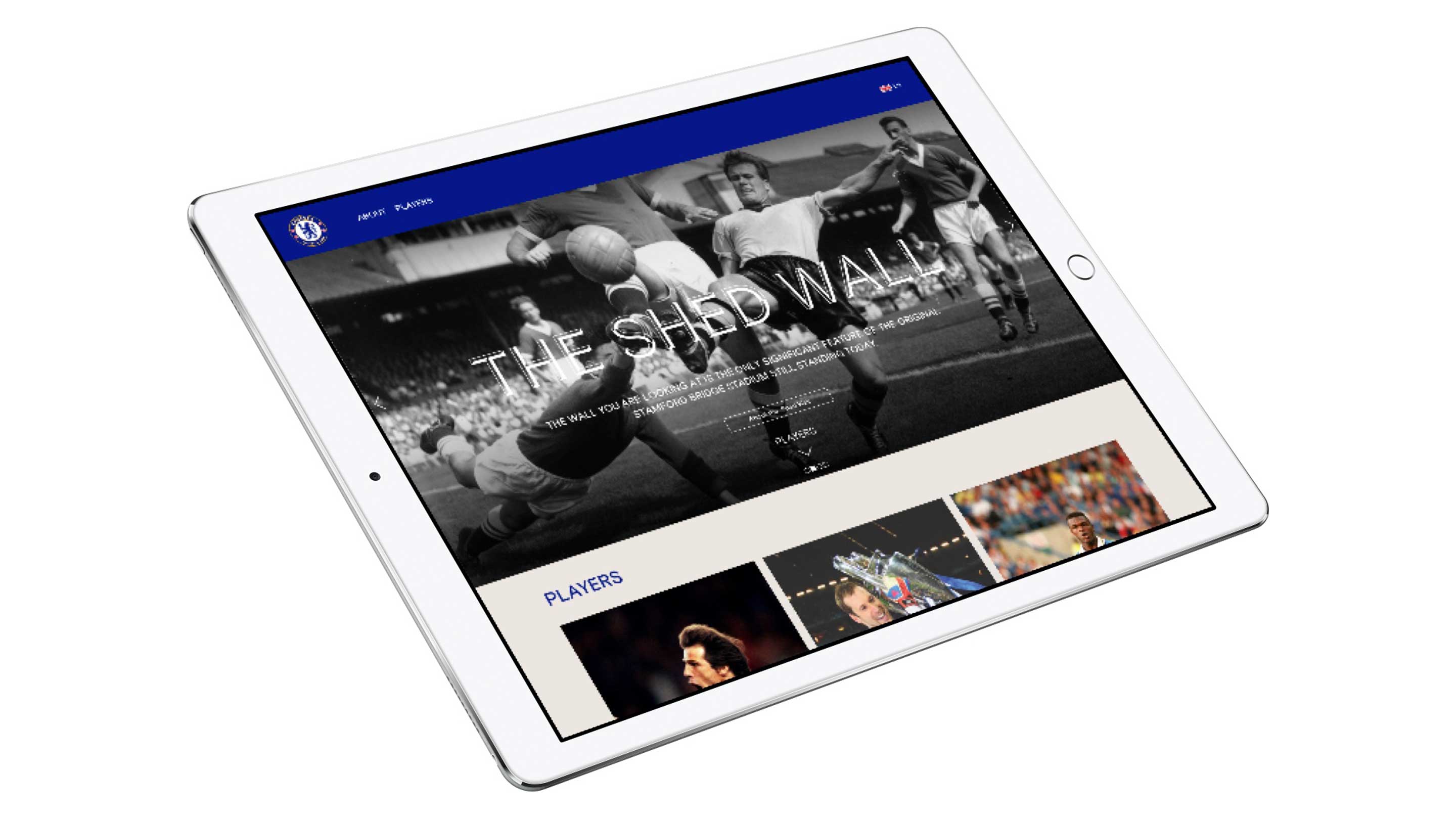 Chelsea Shed Wall website on tablet Chelsea Shed Wall website on tablet