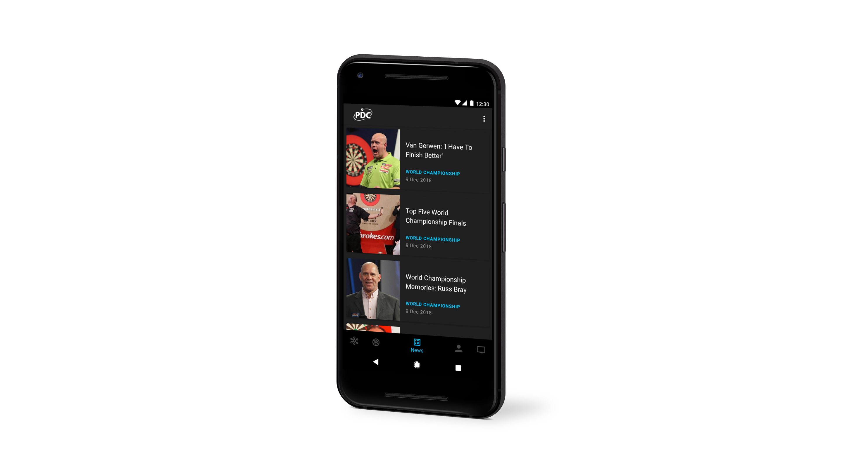 PDCAND2 Screenshot of PDC app on Android phone