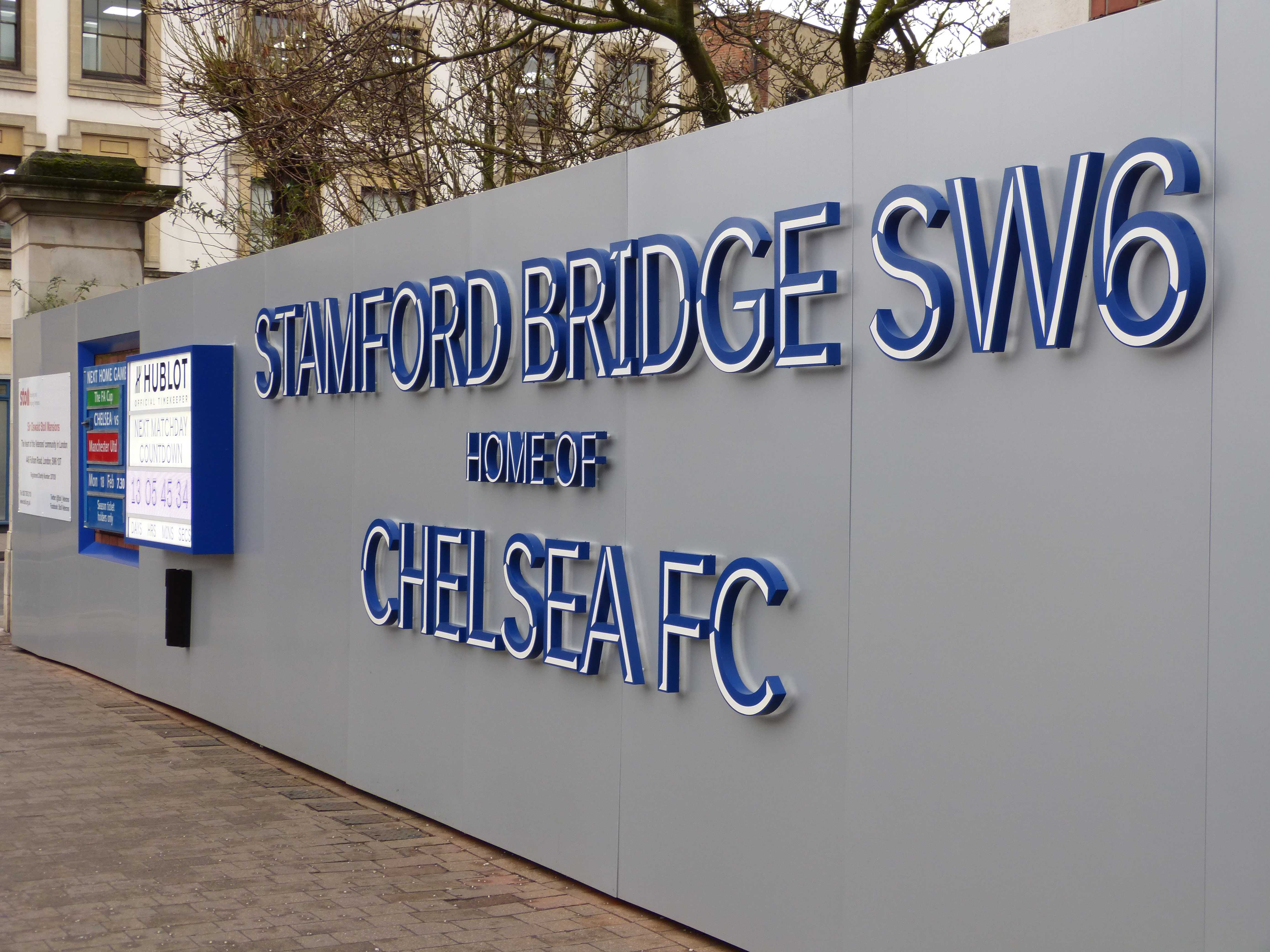P1090513 Welcome to Stamford Bridge sign at entrance to Chelsea FC's stadium