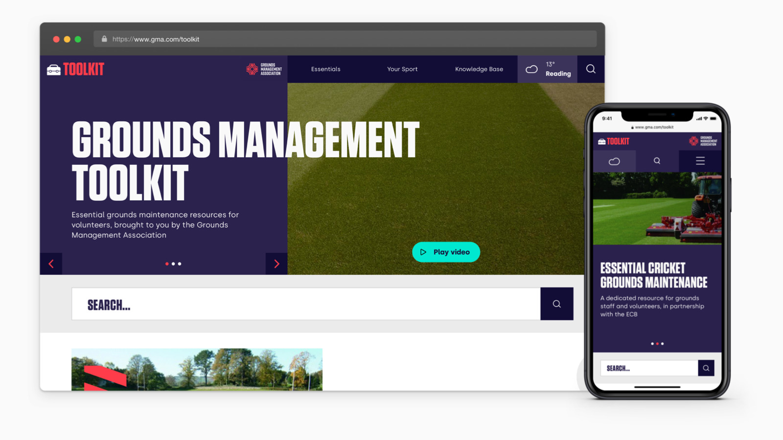 GMAHomepage2 GMA Grounds Management Toolkit on desktop and mobile browsers