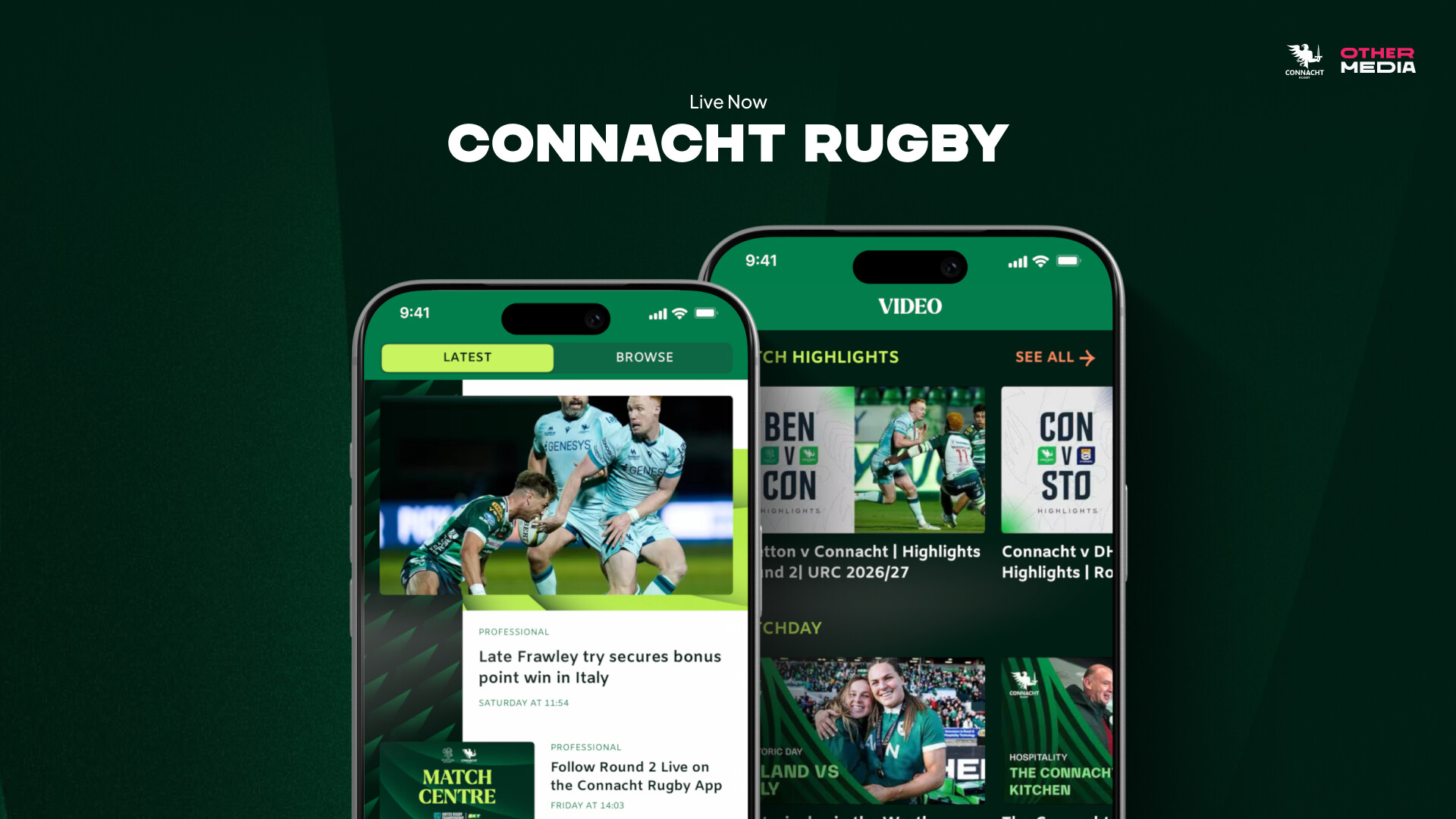 Connacht Rugby launches new mobile app with Other Media